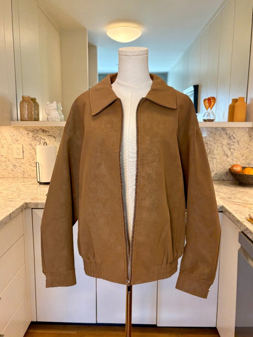 Easy Clothes Camel Oversized Bomber Jacket - Picture 6 of 9